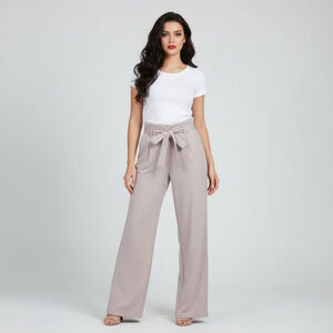 SHEIN Large Mauve Pink High Rise Tie Front Pants